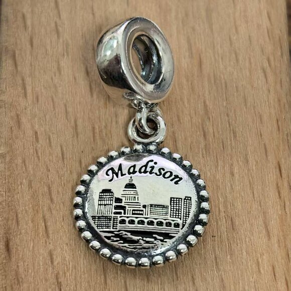 Pandora Madison Charm Skyline Travel Pendant, S925 Silver Bracelets - Picture 1 of 4